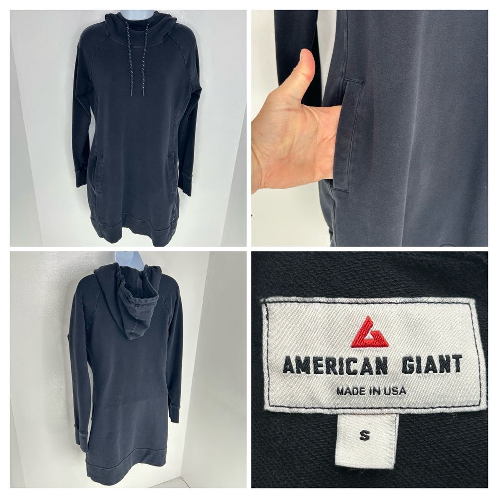 American Giant Hoodie Sweatshirt Dress Size Small Black Casual Athleisure Travel